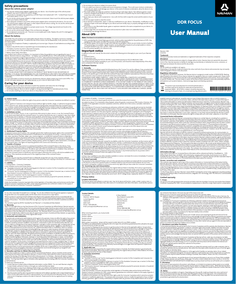 Page 1 de la notice Manuel utilisateur Navman FOCUS400 Dual