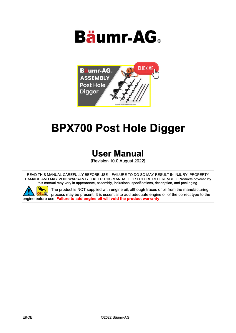 Page n°1 - Manuel utilisateur Baumr-AG BPX-700