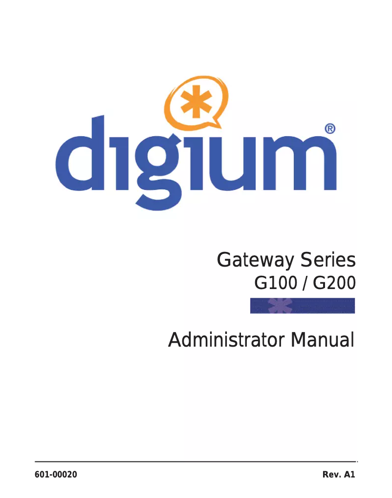 Page n°1 - Manuel utilisateur Digium G201