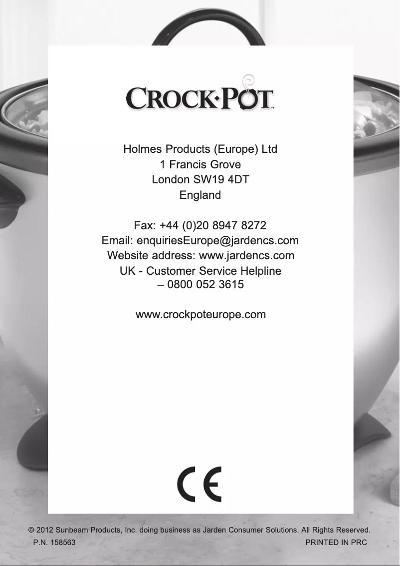Page n°1 - Manuel utilisateur Crock-Pot CKCPRC6038