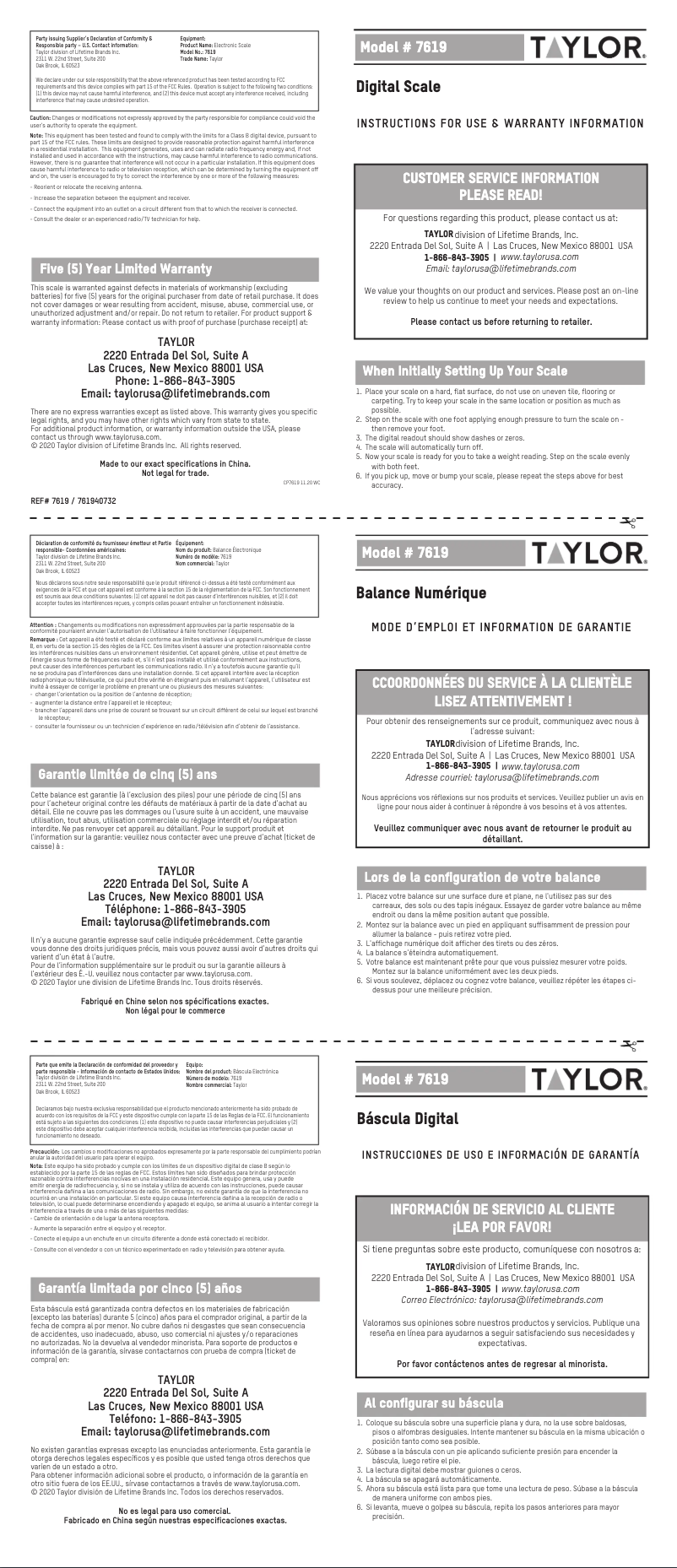 Page n°1 - Manuel utilisateur Taylor 761940732