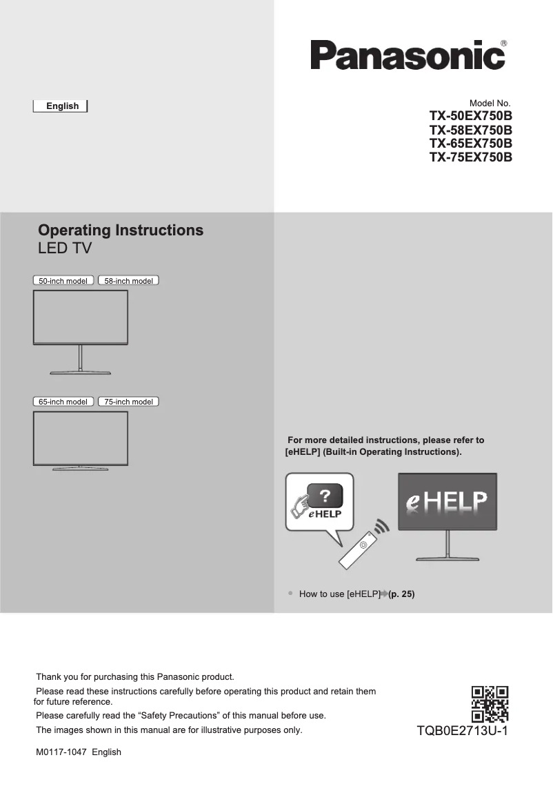 Page 1 de la notice Mode d'emploi Panasonic TX-65EX750B