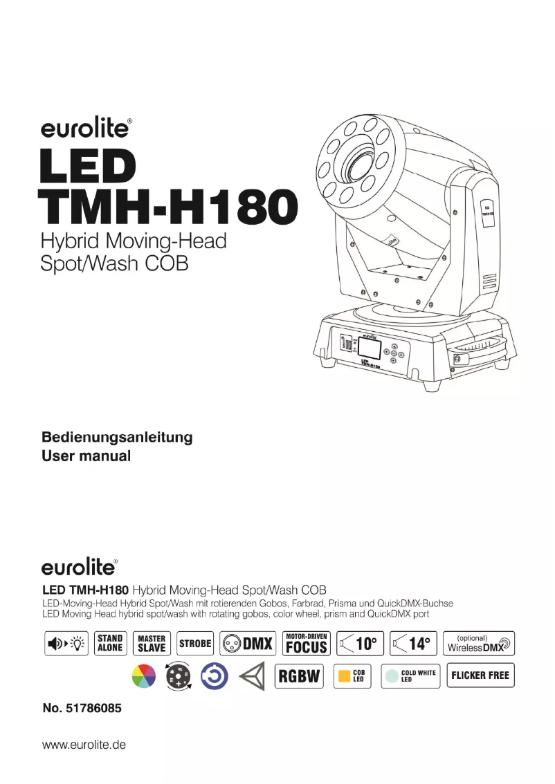 Page 1 de la notice Manuel utilisateur Eurolite LED TMH-H180