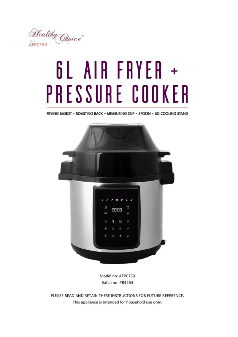 Page 1 de la notice Manuel utilisateur Lenoxx Healthy Choice AFPC750