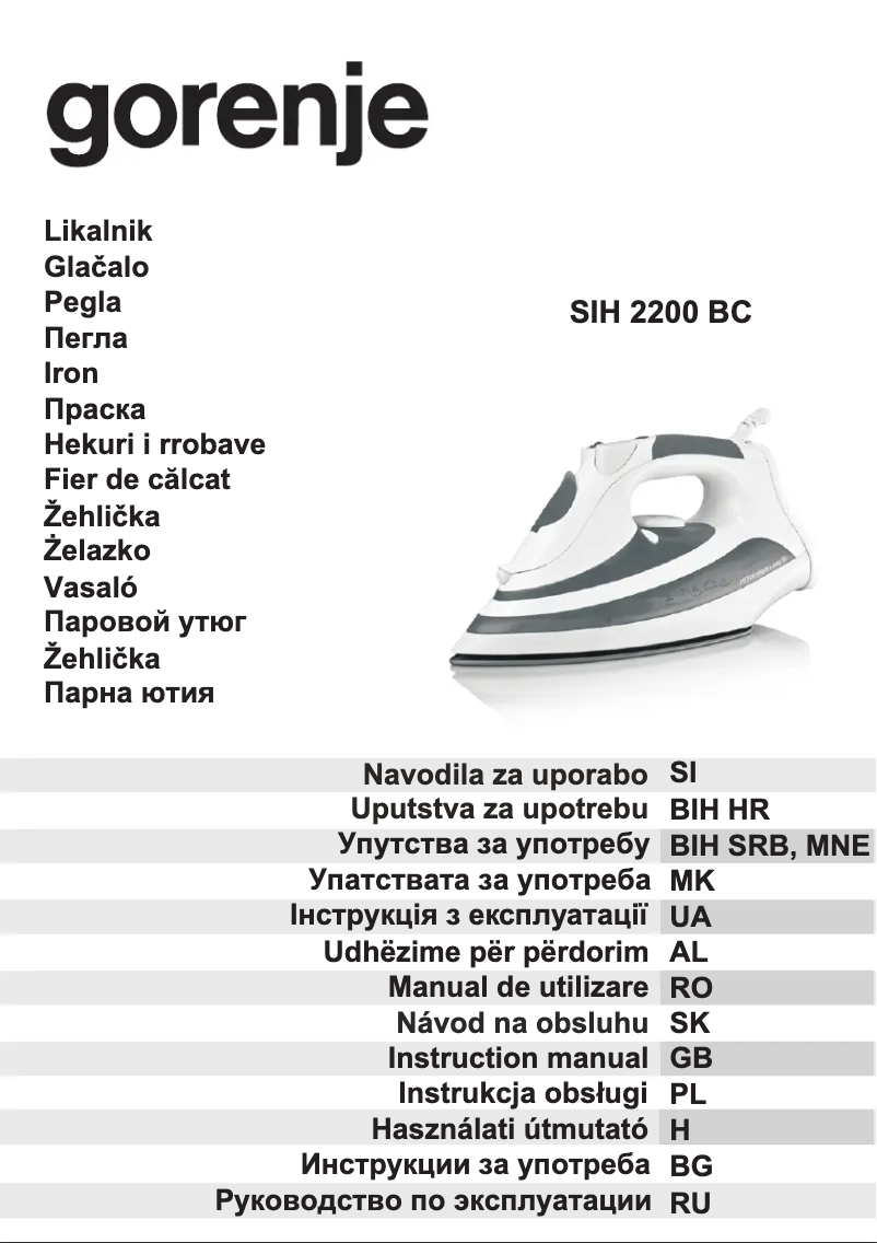 Page n°1 - Manuel utilisateur Gorenje SIH 2200BC