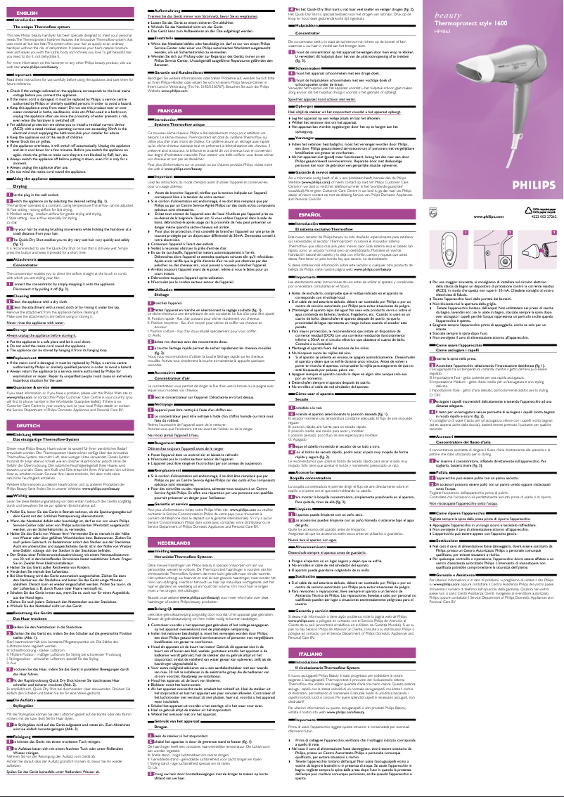 Page 1 de la notice Manuel utilisateur Philips HP4863