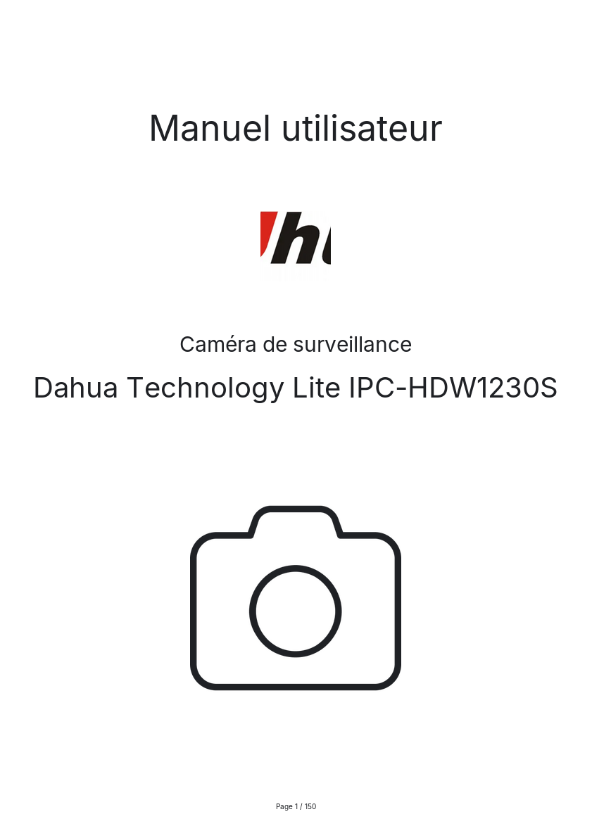 Image de la première page du manuel de l'appareil Lite IPC-HDW1230S