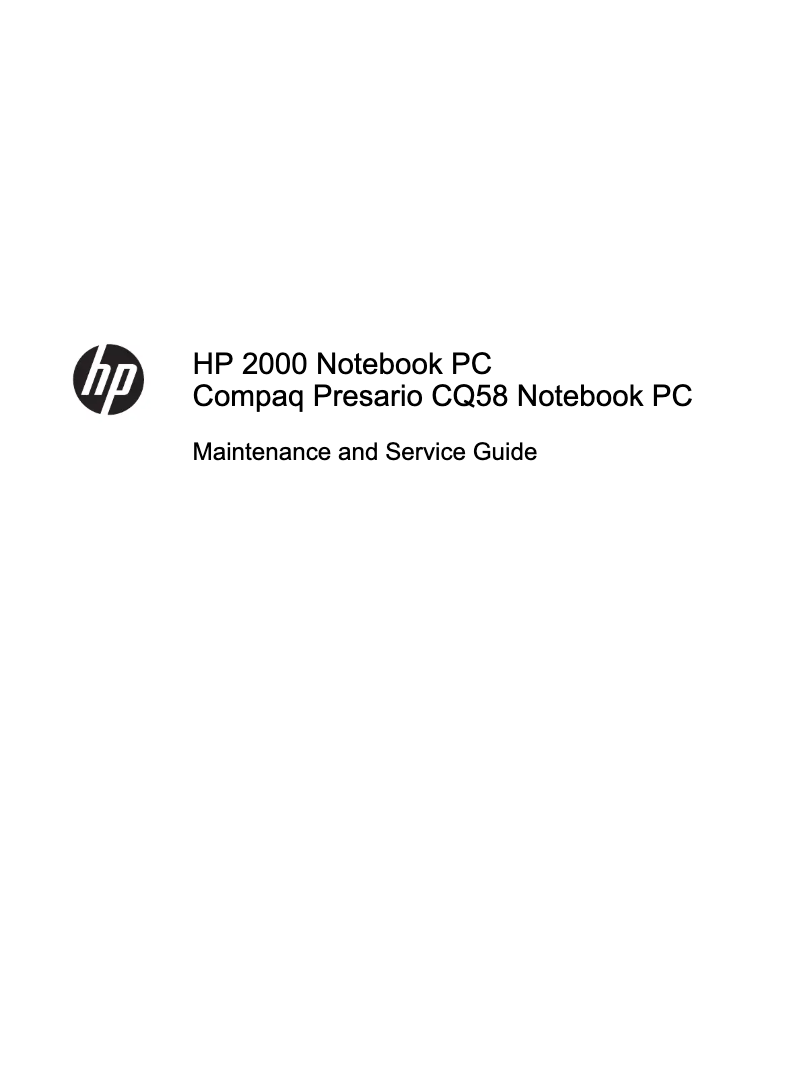 Imagen de la primera página del manual del dispositivo Compaq Presario CQ58