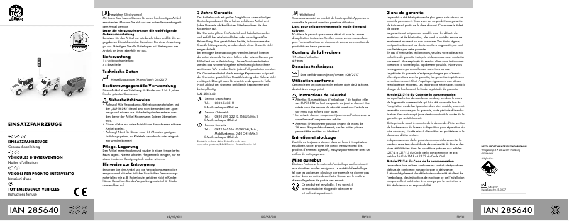 Page 1 de la notice Manuel utilisateur Playtive IAN 285640