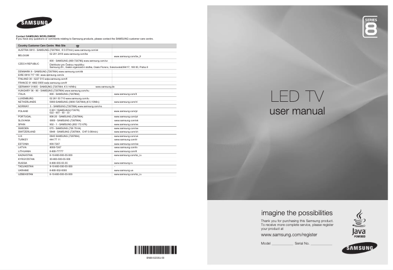 Page n°1 - Manuel utilisateur Samsung UE40B8100