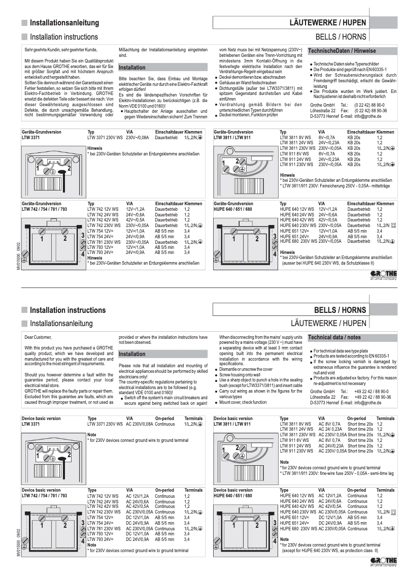 Página 1 del manual Manual de usuario Grothe LTW 3371A