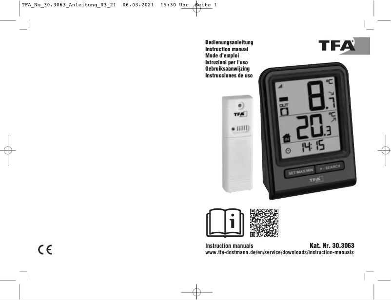Page n°1 - Manuel utilisateur TFA Prisma 30.3063.01