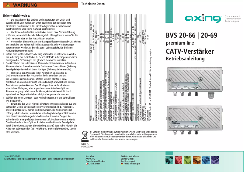 Page 1 de la notice Manuel utilisateur Axing BVS 20-66