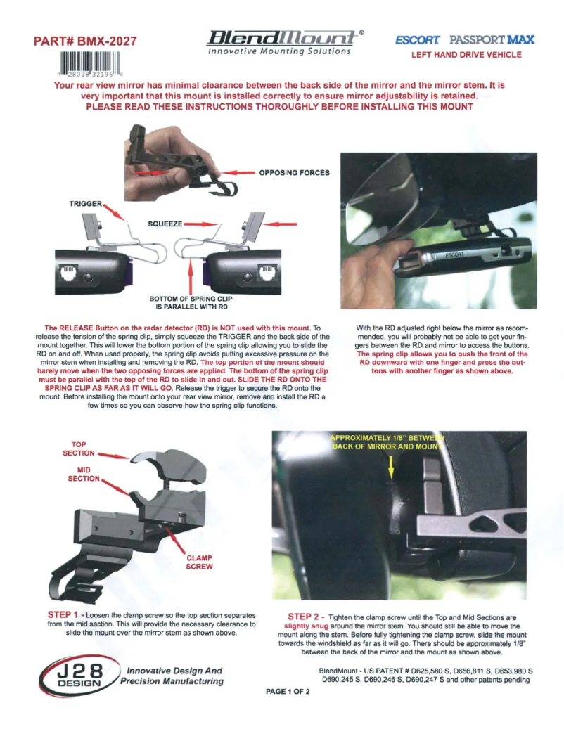 Page n°1 - Manuel utilisateur BlendMount BMX-2027