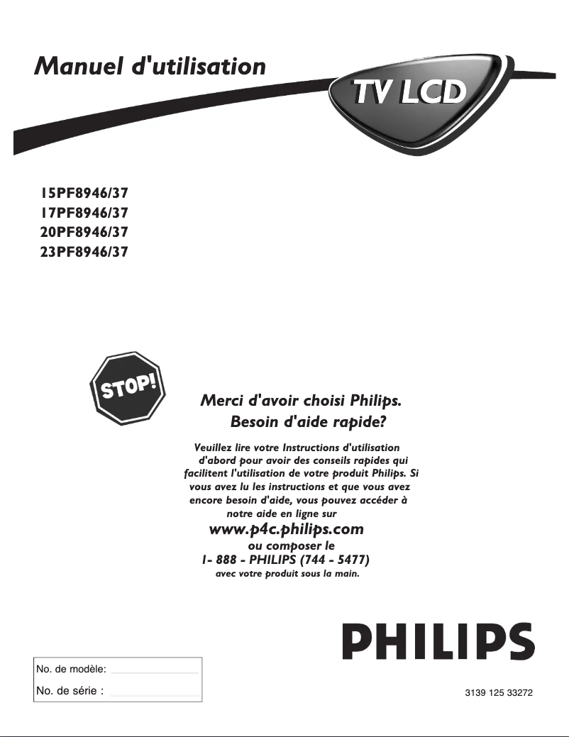 Page 1 de la notice Manuel utilisateur Philips 23PF8946