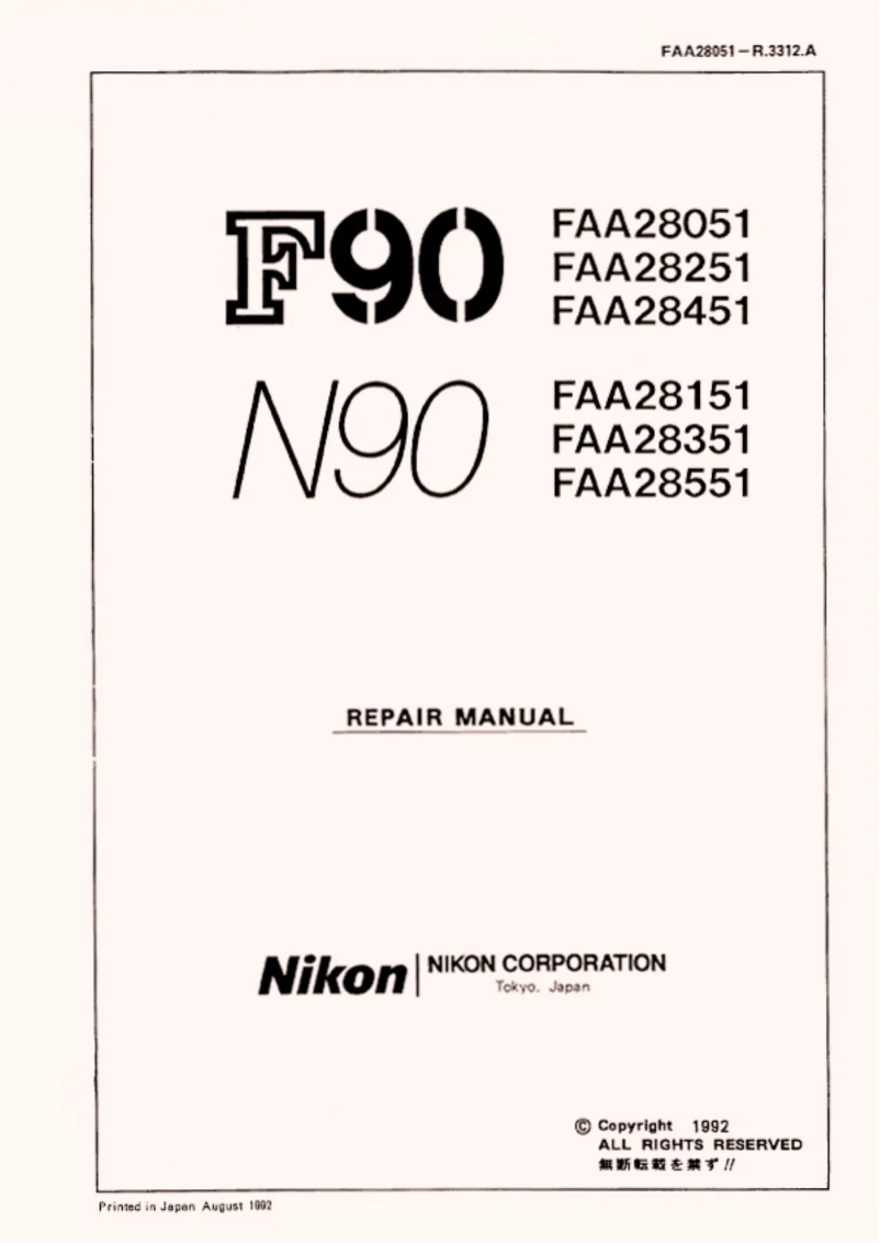 Page n°1 - Manuel utilisateur Nikon N90