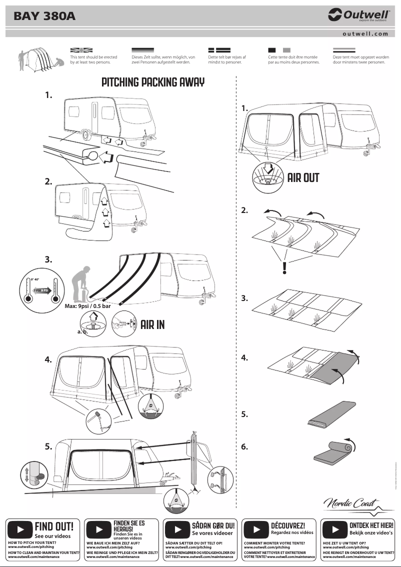 Page 1 de la notice Manuel utilisateur Outwell Bay 380A