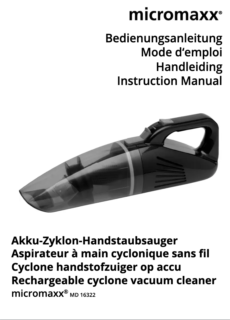 Page 1 de la notice Manuel utilisateur Micromaxx MD 16322