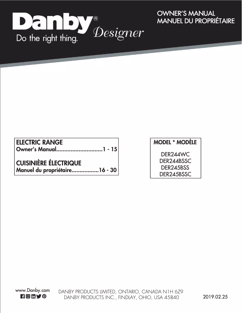 Page n°1 - Manuel utilisateur Danby DER244BSSC