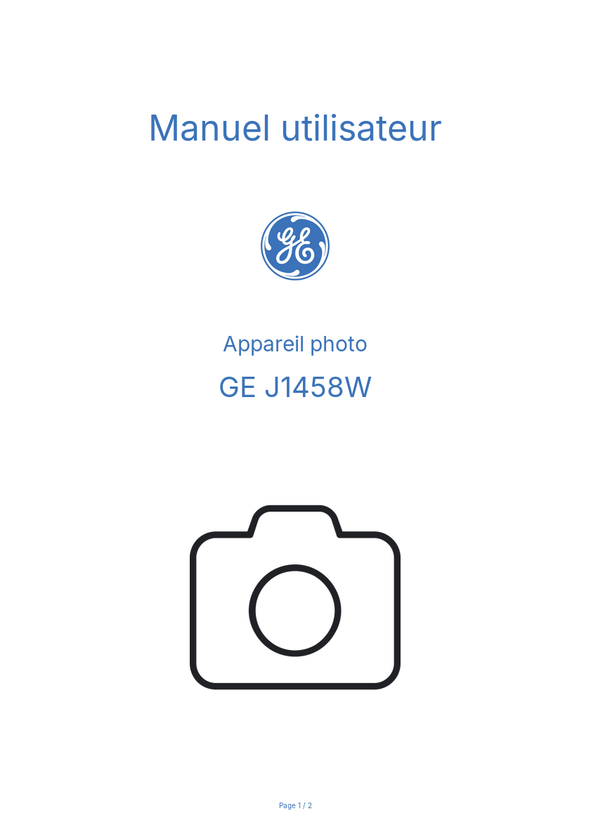 Image de la première page du manuel de l'appareil J1458W