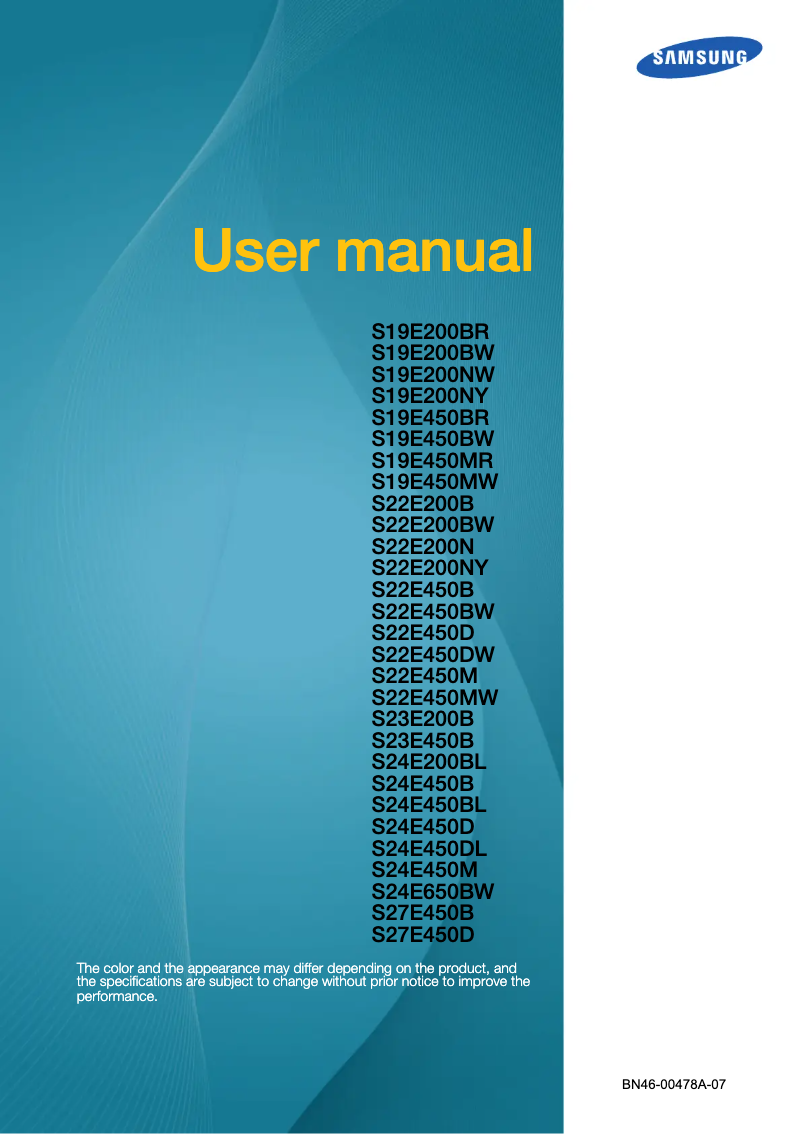 Page n°1 - Manuel utilisateur Samsung SE450DL
