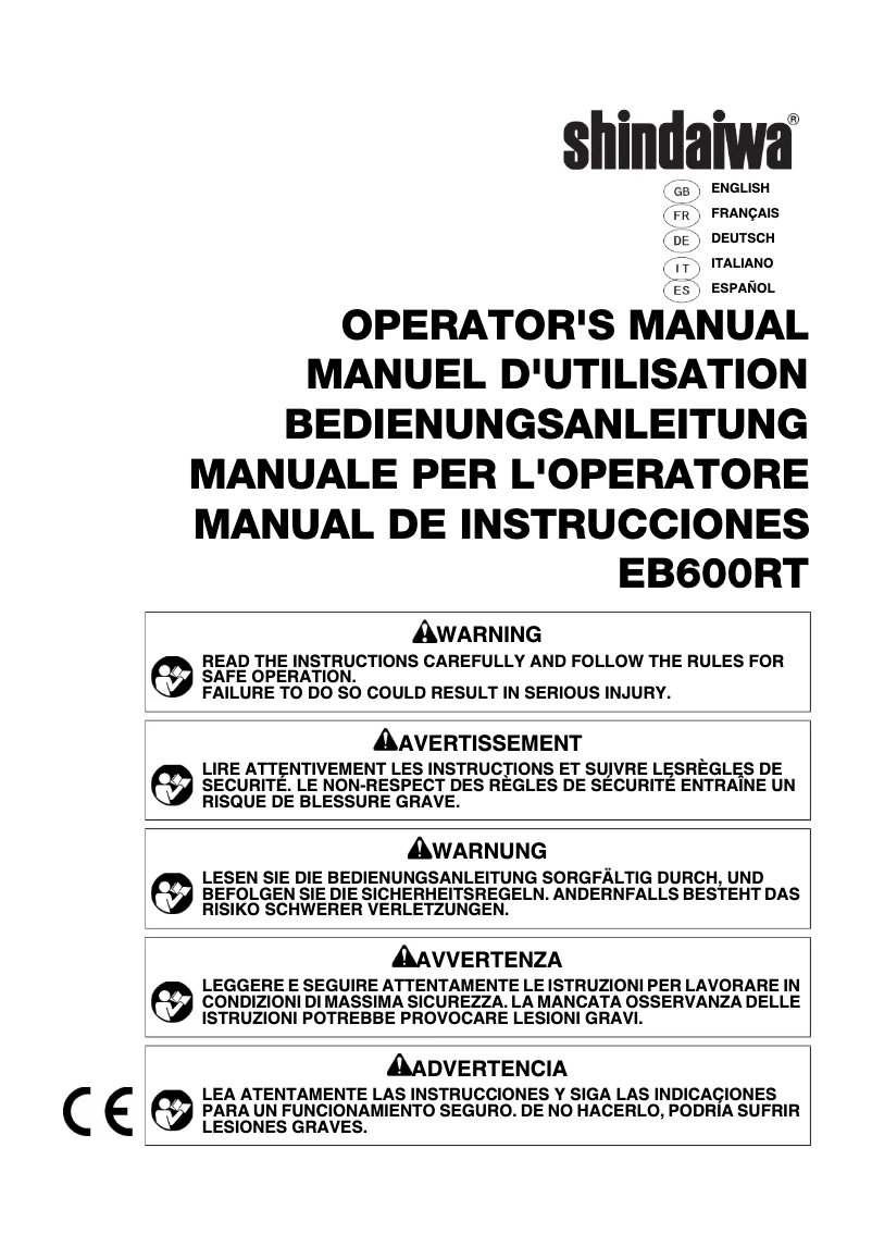 Page 1 de la notice Manuel utilisateur Shindaiwa EB600RT