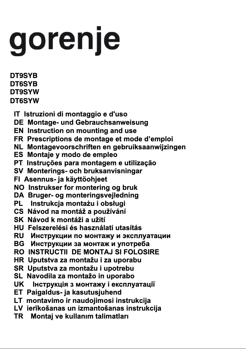 Image de la première page du manuel de l'appareil DT6SYW