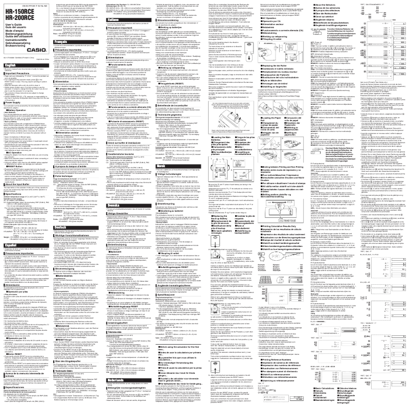 Page 1 de la notice Manuel utilisateur Casio HR-200RCE
