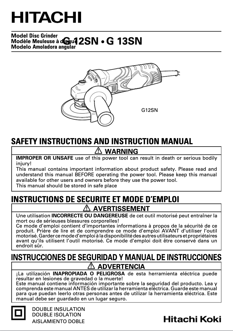 Page n°1 - Manuel utilisateur Hitachi G 12SN