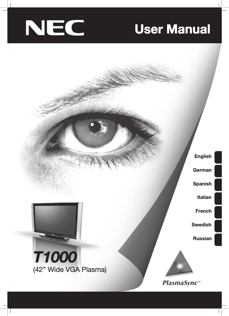 Image de la première page du manuel de l'appareil PlasmaSync T1000