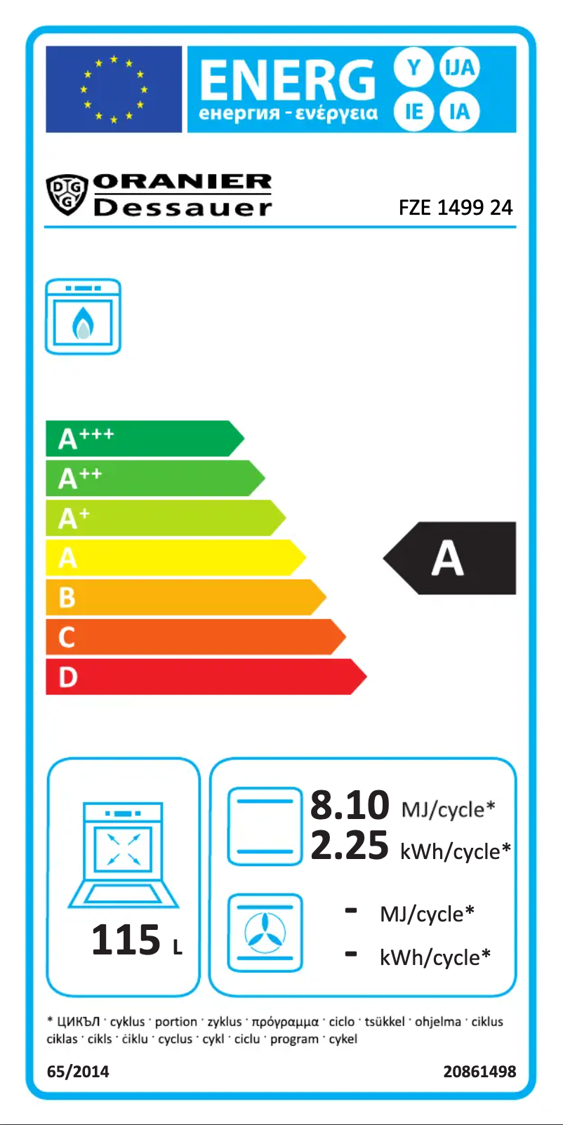 Page 1 de la notice Manuel utilisateur Oranier FZE 1499