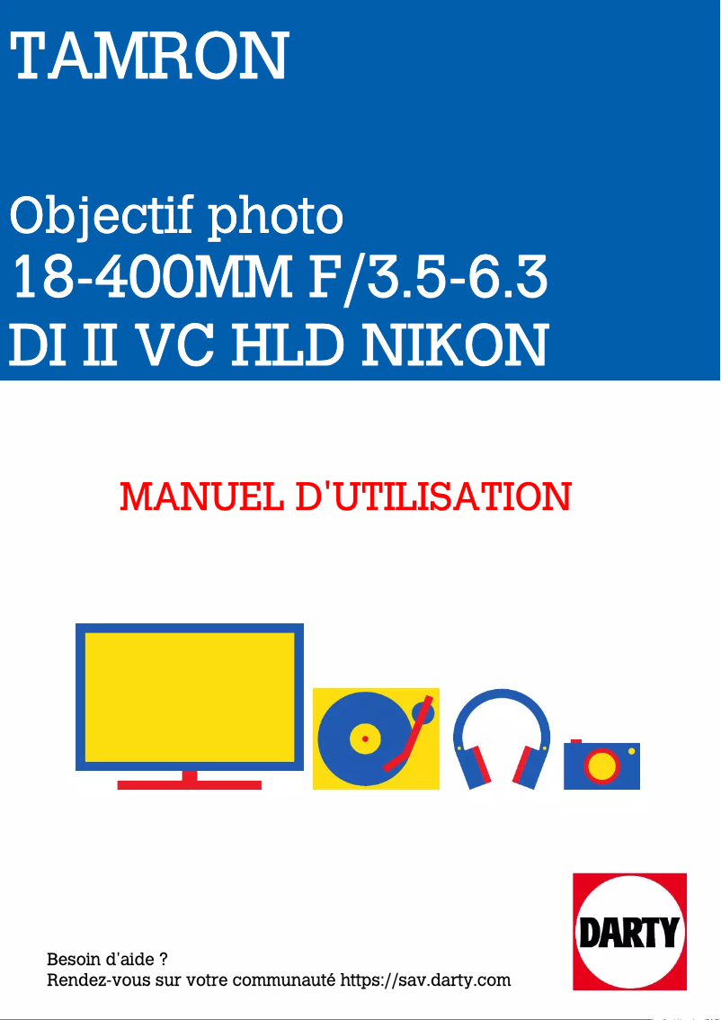 Page 1 de la notice Manuel utilisateur Tamron 18-400mm f/3.5-6.3 Di II VC HLD Nikon