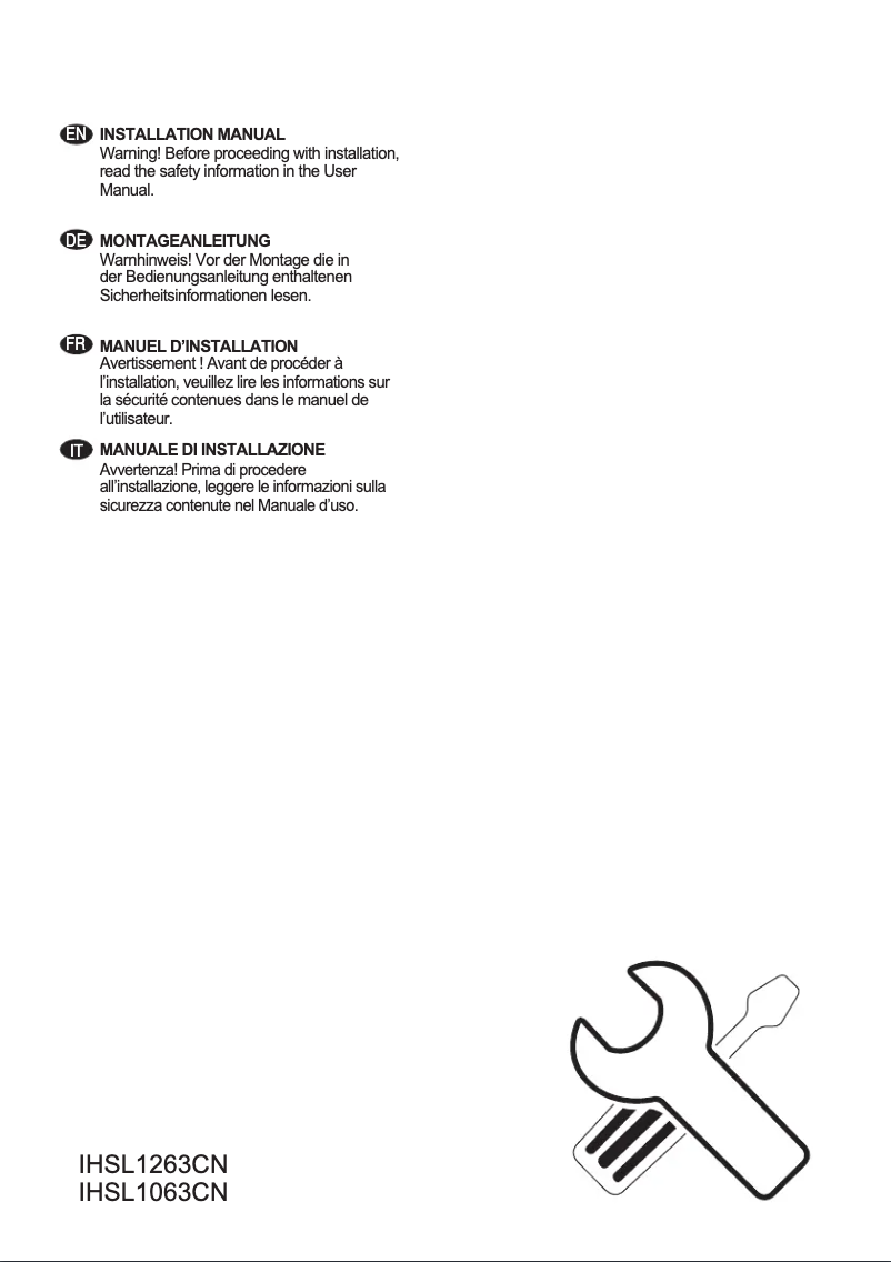 Page 1 de la notice Guide d'installation Electrolux IHSL1263CN