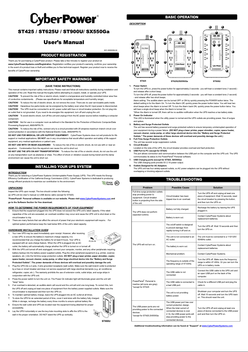 Page 1 de la notice Manuel utilisateur CyberPower SX550G
