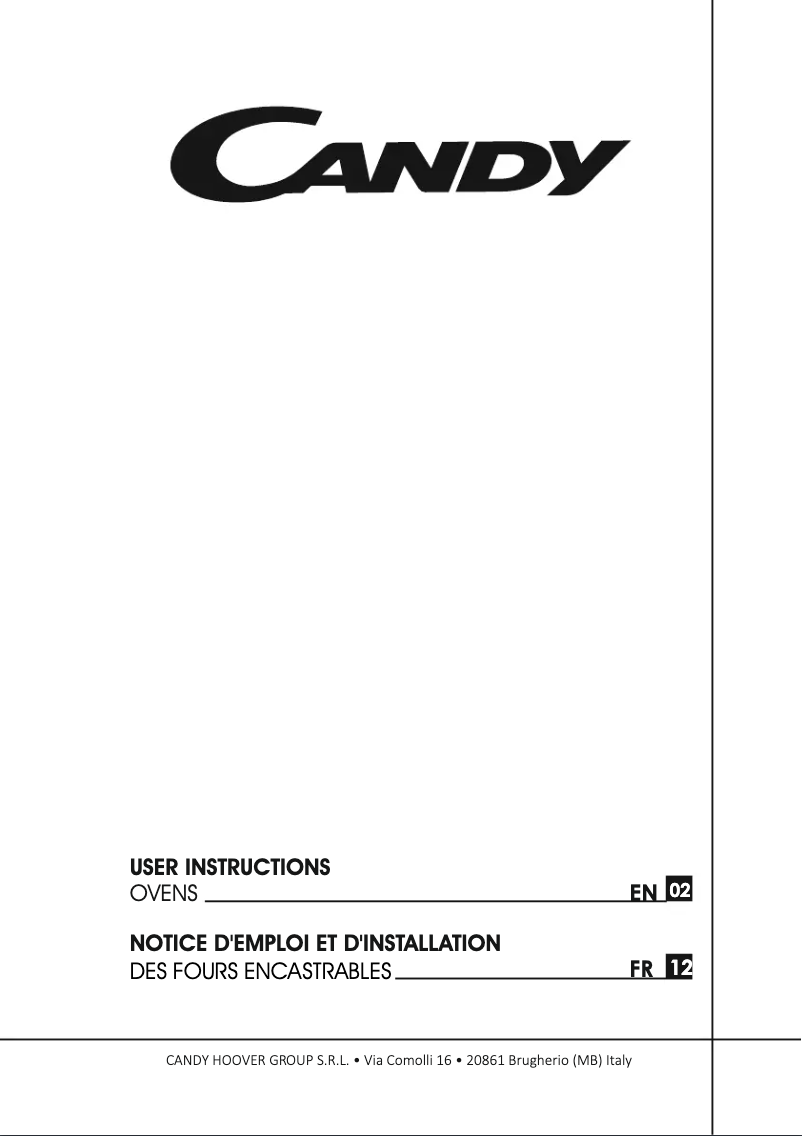 Page n°1 - Manuel utilisateur Candy FCS242X/E