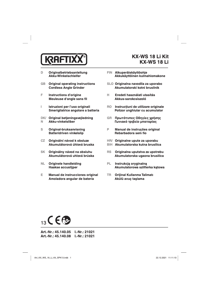 Image de la première page du manuel de l'appareil KX-WS 18 Li