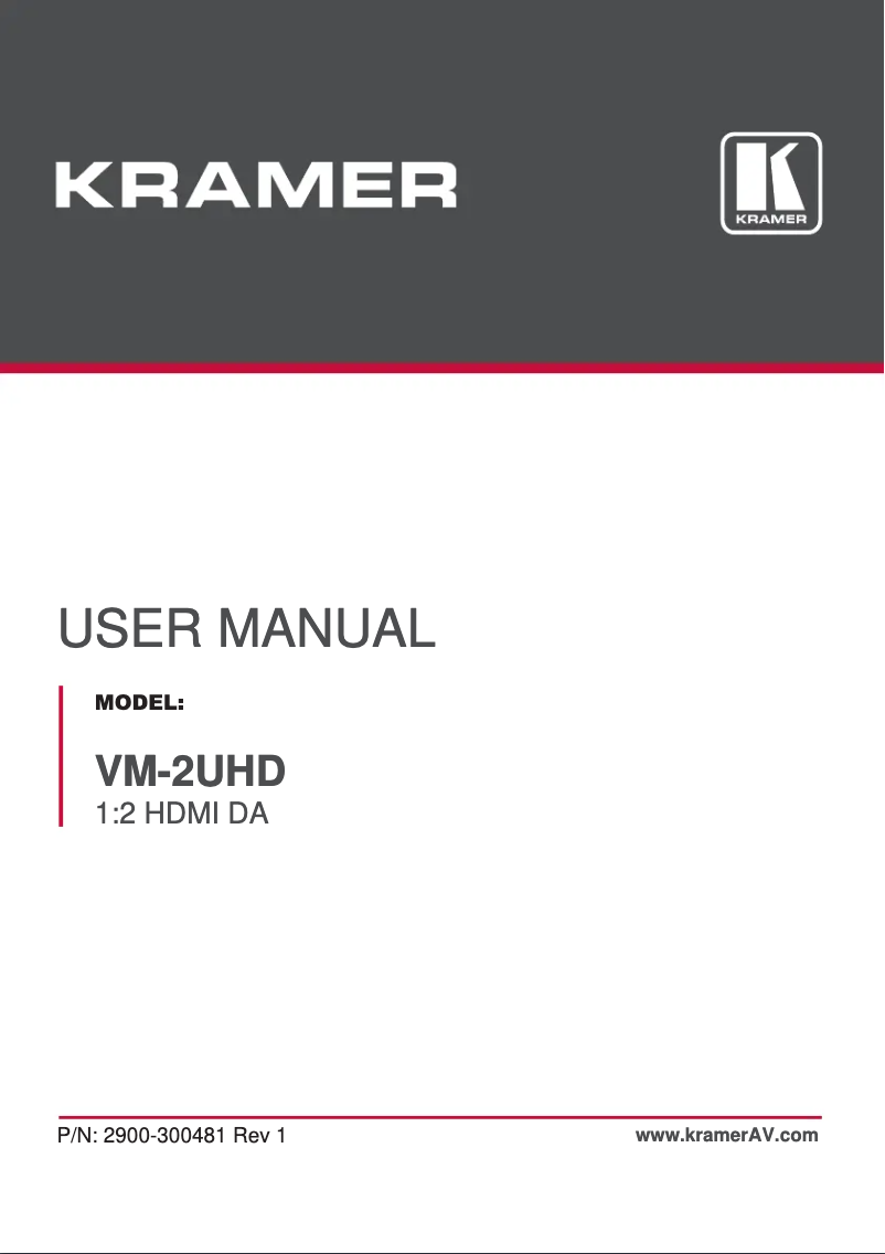 Page 1 de la notice Manuel utilisateur Kramer VM-2UHD