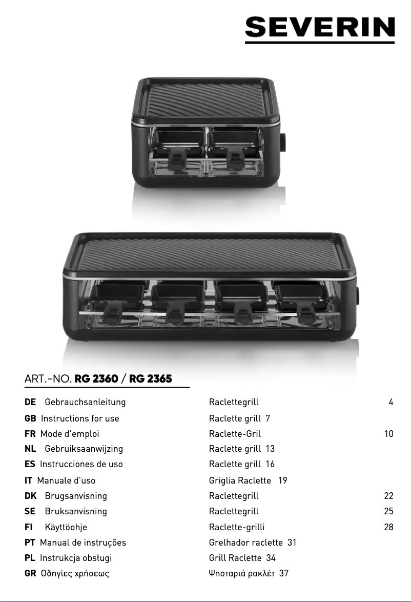 Page n°1 - Manuel utilisateur Severin RG 2365