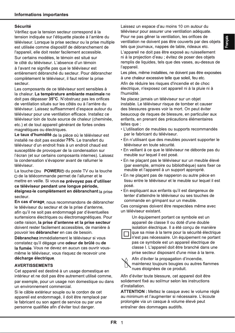 Page n°1 - Manuel utilisateur Thomson 32HB5426