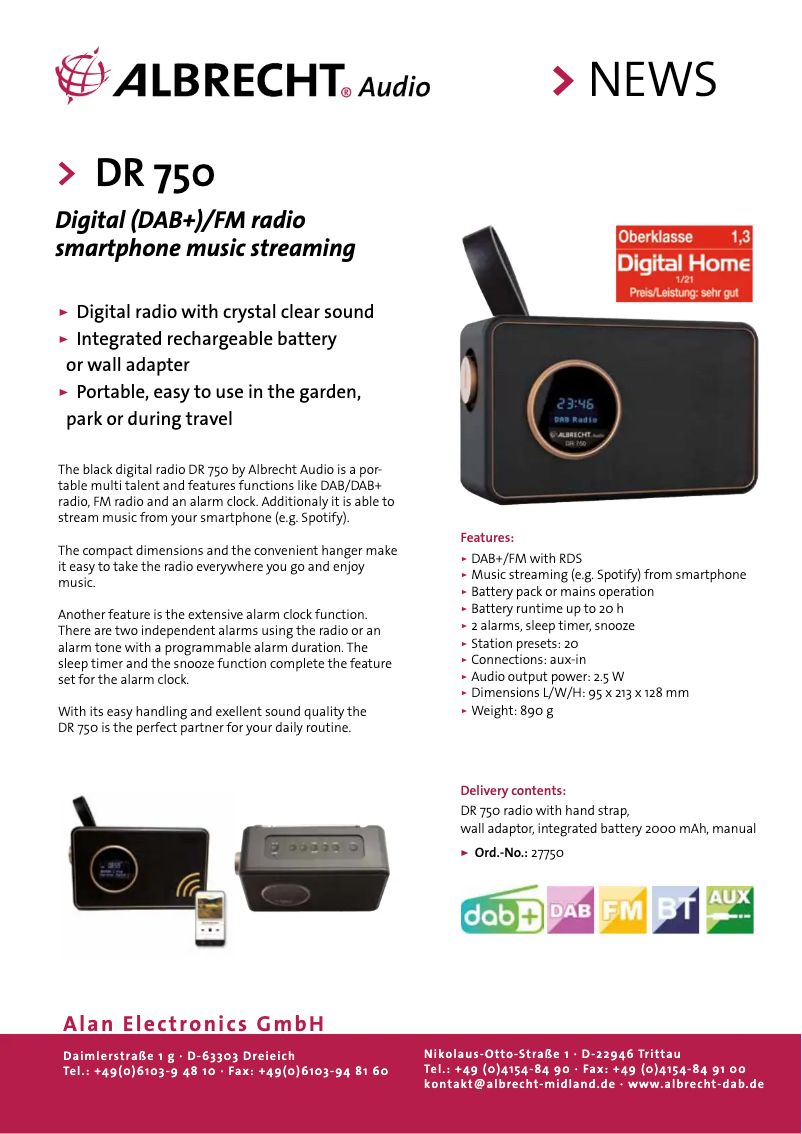 Image de la première page du manuel de l'appareil DR 750