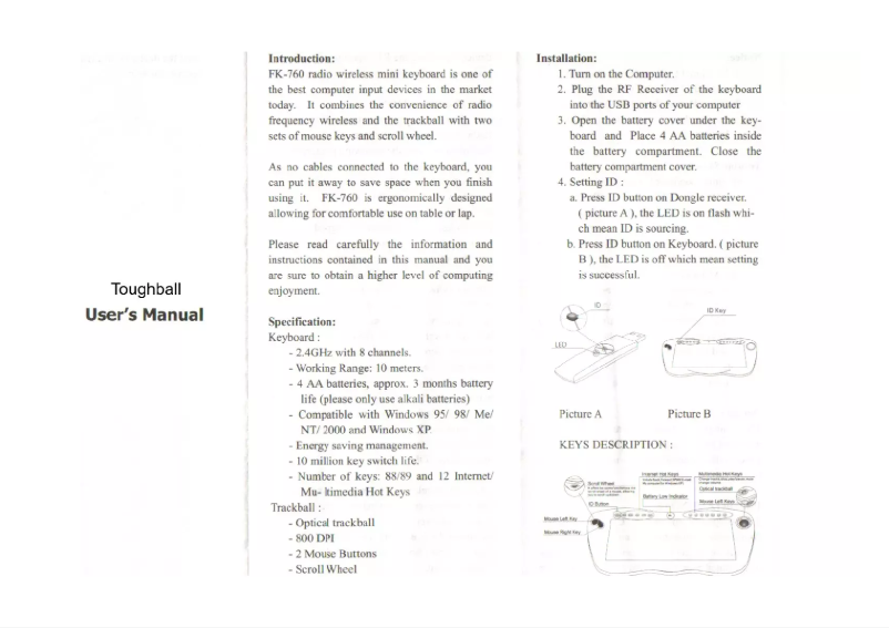Page n°1 - Manuel utilisateur Accuratus KYB-TOUGHBALL
