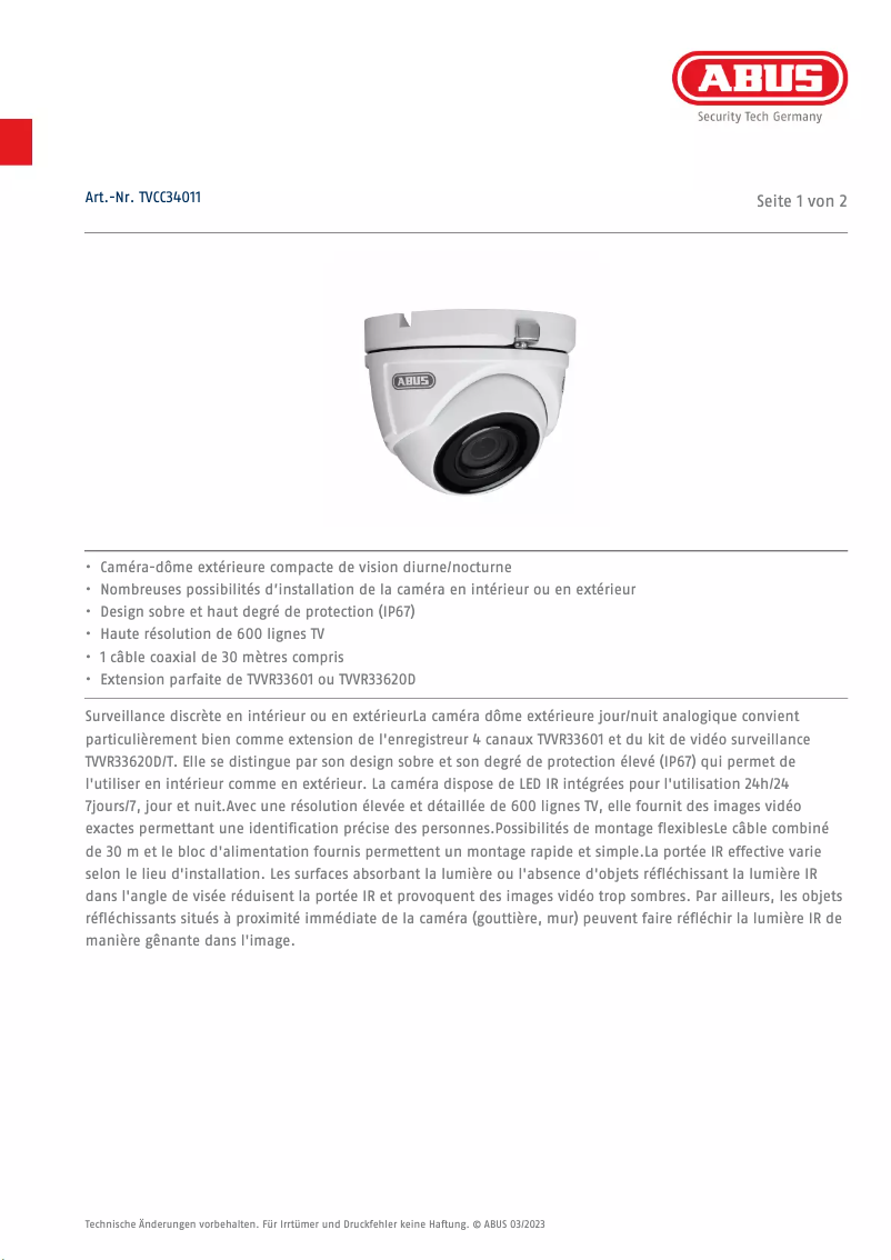 Image de la première page du manuel de l'appareil TVCC34011