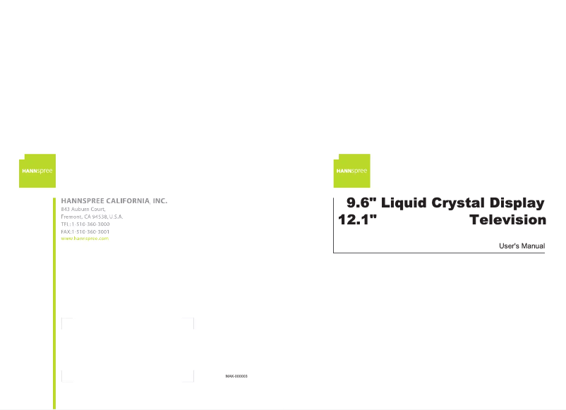 Page 1 de la notice Manuel utilisateur Hannspree Fantasy