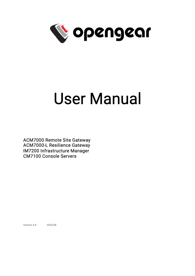 Page 1 de la notice Manuel utilisateur Opengear IM7208