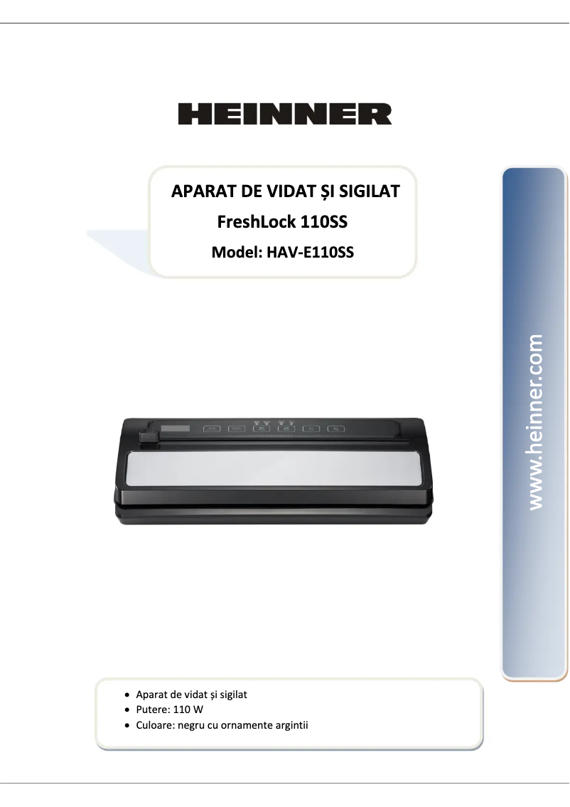 Page 1 de la notice Manuel utilisateur Heinner FreshLock HAV-E110SS