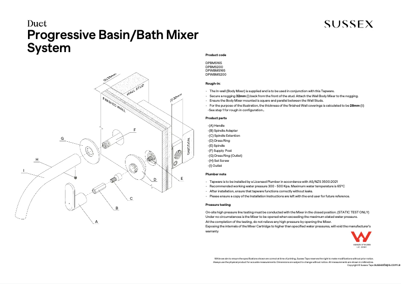 Image de la première page du manuel de l'appareil DPWBMS200
