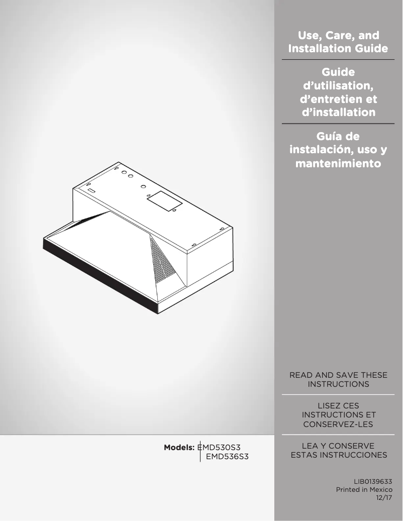 Page n°1 - Guide d'installation Elica Modena EMD536S3