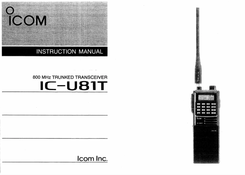 Page n°1 - Manuel utilisateur ICOM IC-U81T