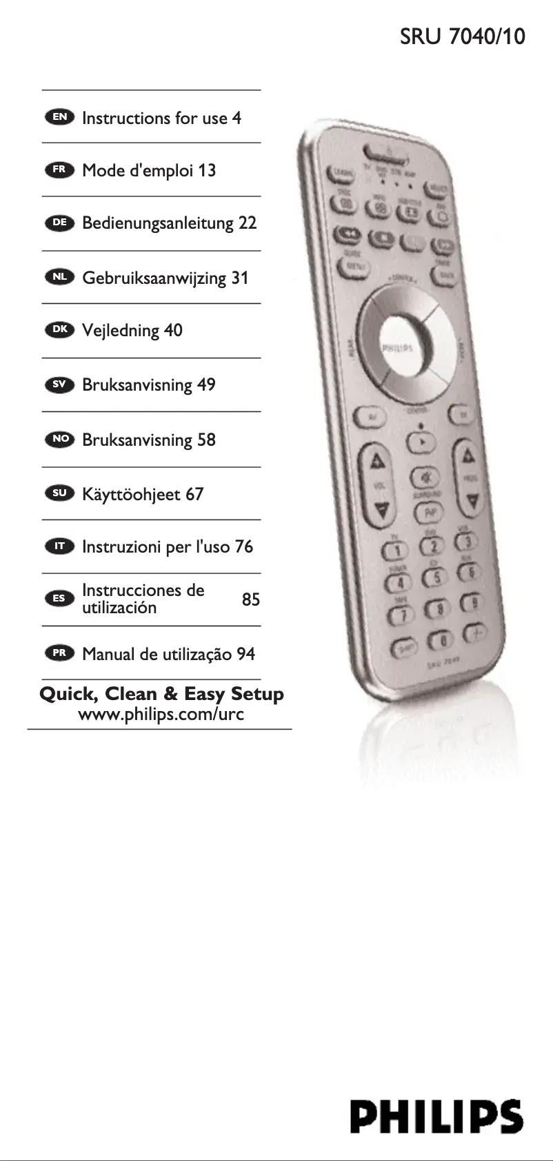 Page n°1 - Mode d'emploi Philips SRU7040