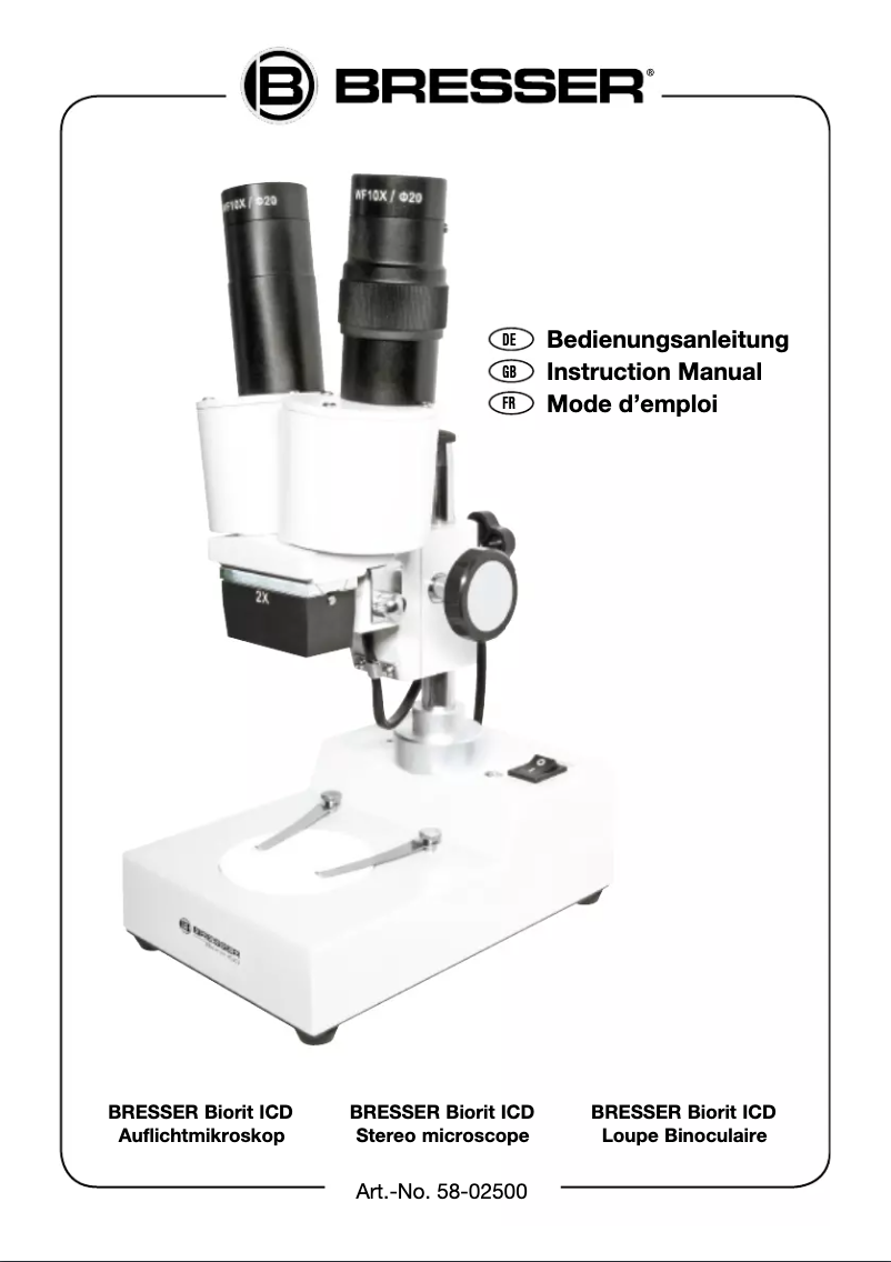 Page 1 de la notice Manuel utilisateur Bresser ICD 20X